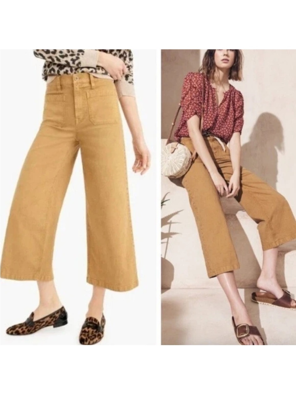 J.Crew Point Sur Washed Wide Leg Cropped Pants